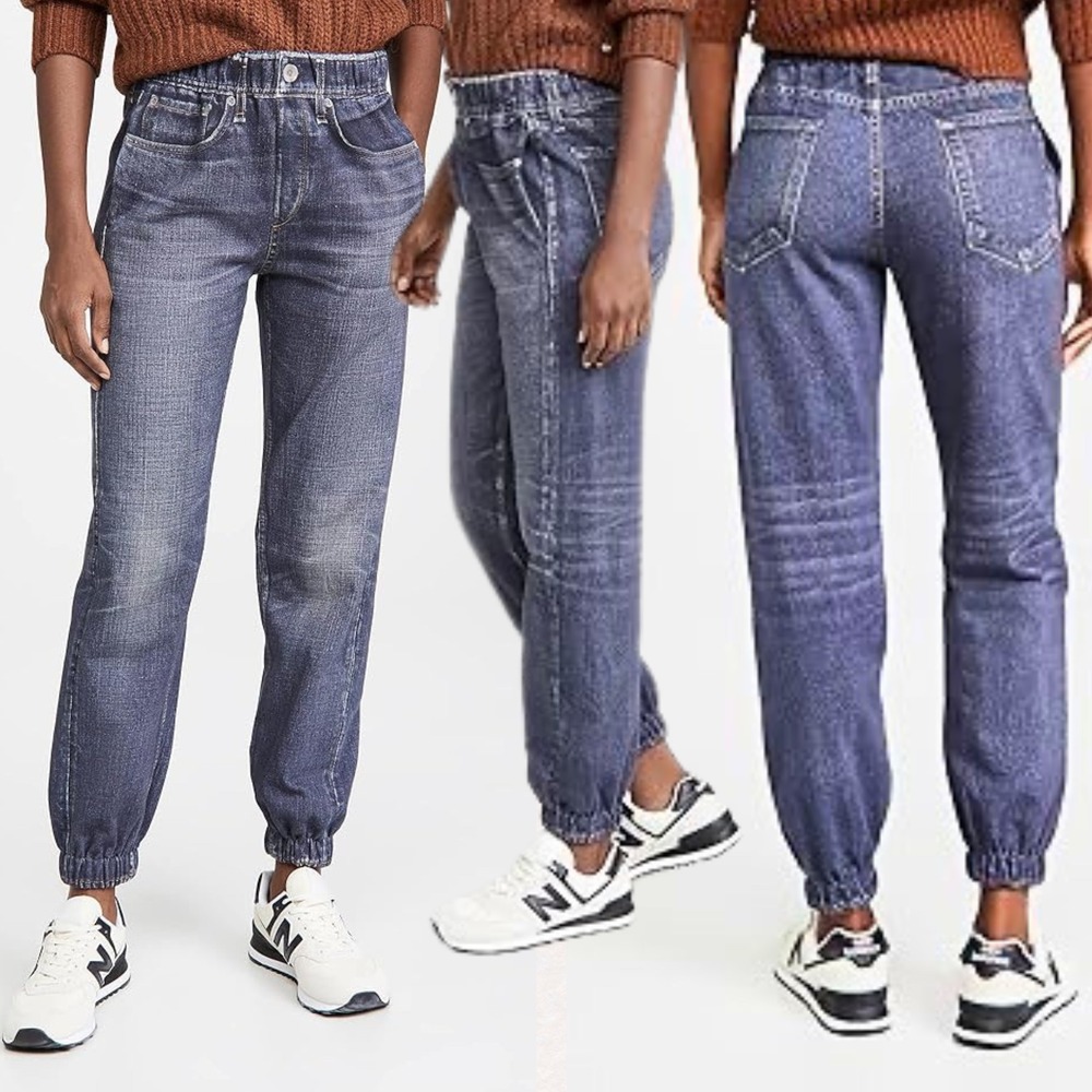 Rag & Bone Miramar Joggers Indigo Trompe L'oeil Denim Print | Cotton SMALL